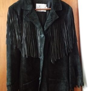 Luxurious Black Leather Fringe Jacket